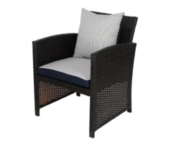 Navy Blue Tick Stripe 4-Piece Reversible Deluxe Outdoor Chair Cushions Set -Northlight Outlet Home Store 810525547 3