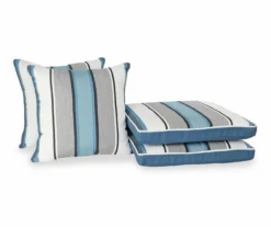 Captain's Blue Stripe 4-Piece Reversible Deluxe Outdoor Cushion Set -Northlight Outlet Home Store 810525549 5