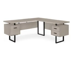 Taupe & Black 3-Drawer L-Shaped Corner Desk