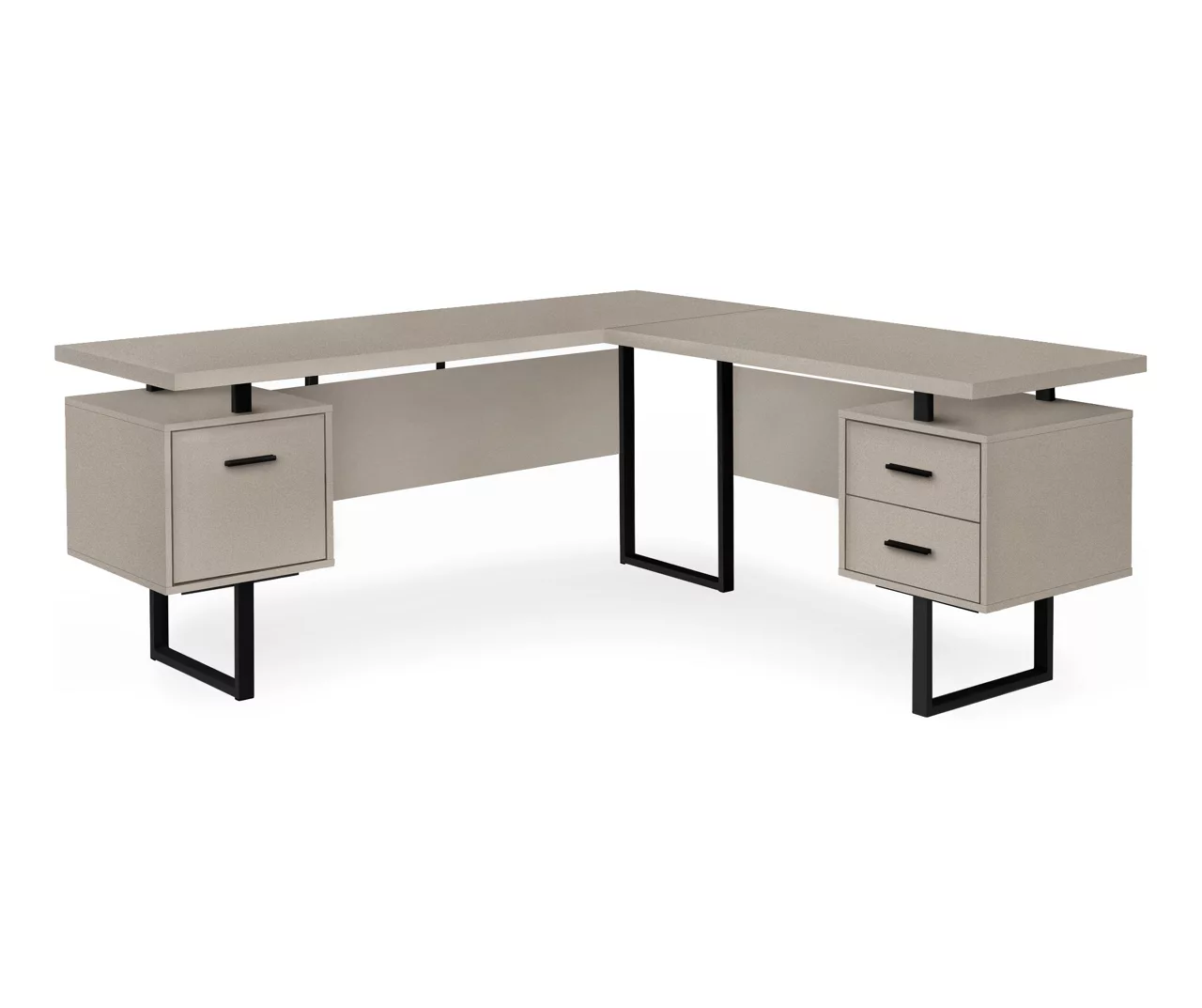 Taupe & Black 3-Drawer L-Shaped Corner Desk 1 Taupe & Black 3-Drawer L-Shaped Corner Desk