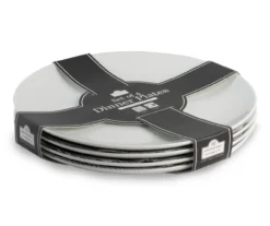 Bliss 4-Piece White Ceramic Coupe Dinner Plate Set