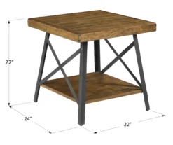 Pomona Pine Brown & Steel Gray 24" Wood Open-Shelf End Table -Northlight Outlet Home Store 810535748 2