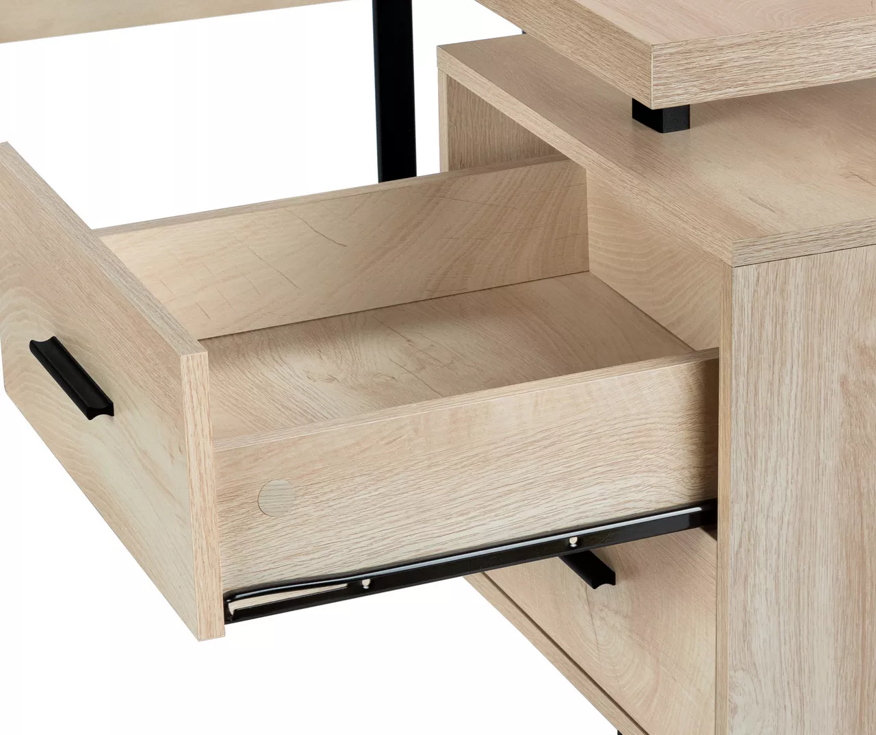 Natural Wood Look 3-Drawer L-Shaped Corner Comptuer Desk 8 Natural Wood Look 3-Drawer L-Shaped Corner Comptuer Desk - Image 8