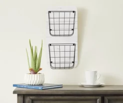 White Wire Double-Bin Mail Wall Organizer 6 White Wire Double-Bin Mail Wall Organizer -Northlight Outlet Home Store 810535796 2