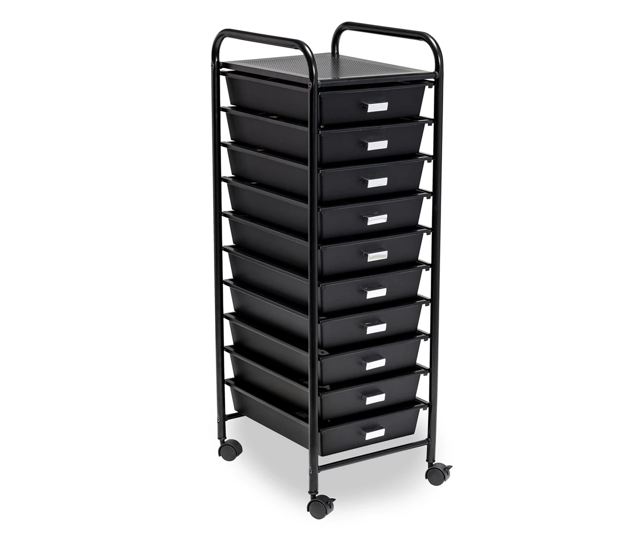 Black Metal 10-Drawer Rolling Storage Cart 3 Black Metal 10-Drawer Rolling Storage Cart - Image 3