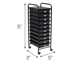 Black Metal 10-Drawer Rolling Storage Cart 9 Black Metal 10-Drawer Rolling Storage Cart -Northlight Outlet Home Store 810539916 5