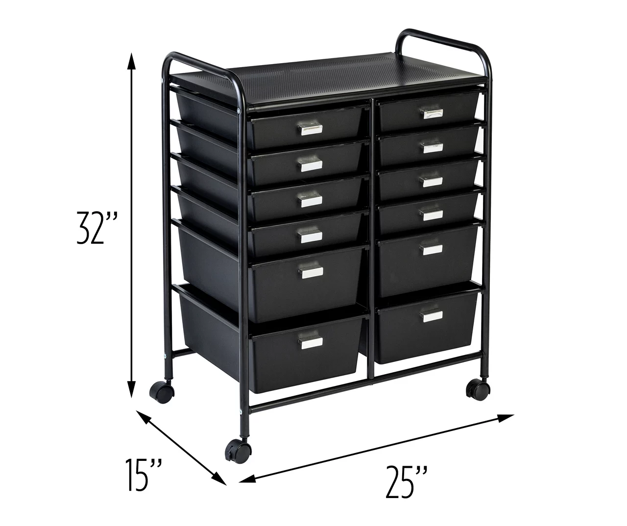 Black Metal 12-Drawer Rolling Storage Cart 5 Black Metal 12-Drawer Rolling Storage Cart - Image 5