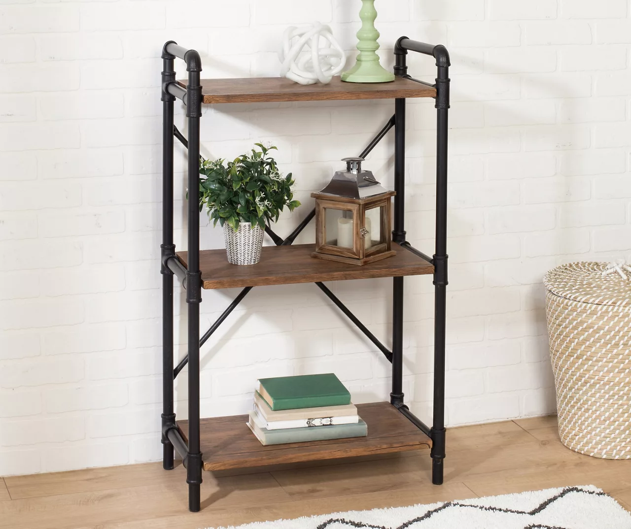 Black Industrial 3-Tier Bookshelf 2 Black Industrial 3-Tier Bookshelf - Image 2