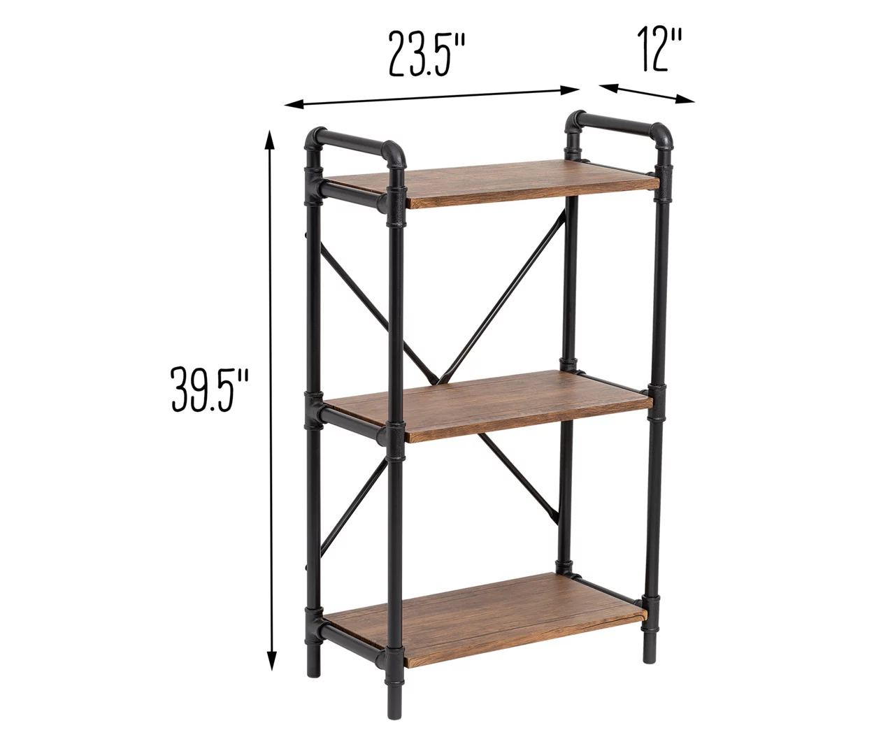 Black Industrial 3-Tier Bookshelf 5 Black Industrial 3-Tier Bookshelf - Image 5