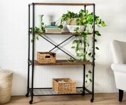Rustic Black 4-Tier Industrial Rolling Bookshelf -Northlight Outlet Home Store 810539937 3