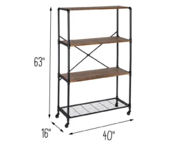 Rustic Black 4-Tier Industrial Rolling Bookshelf -Northlight Outlet Home Store 810539937 6
