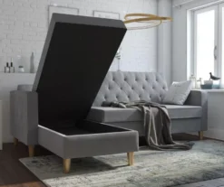 CosmoLiving Liberty Gray Chenille Sectional Storage Futon 8 CosmoLiving Liberty Gray Chenille Sectional Storage Futon -Northlight Outlet Home Store 810541025 2