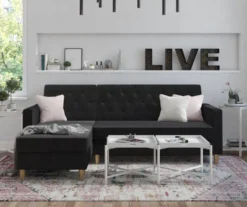 CosmoLiving Liberty Black Velvet Sectional Storage Futon -Northlight Outlet Home Store 810541040 4
