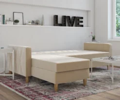 CosmoLiving Liberty Ivory Velvet Sectional Storage Futon -Northlight Outlet Home Store 810541041 3