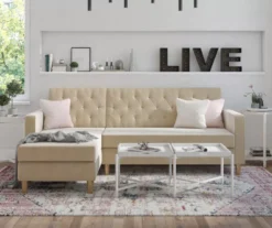 CosmoLiving Liberty Ivory Velvet Sectional Storage Futon -Northlight Outlet Home Store 810541041 4