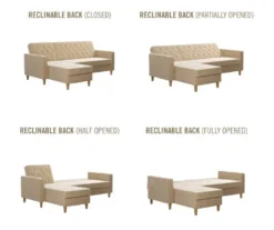 CosmoLiving Liberty Ivory Velvet Sectional Storage Futon -Northlight Outlet Home Store 810541041 6