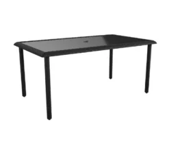 Lakewood Ranch Black Glass & Wicker Patio Dining Table