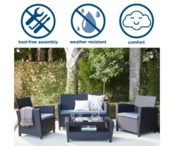COSCO Malmo Black 4-Piece Wicker Cushioned Patio Furniture Set -Northlight Outlet Home Store 810541489 4