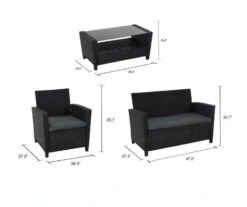 COSCO Malmo Black 4-Piece Wicker Cushioned Patio Furniture Set -Northlight Outlet Home Store 810541489 6