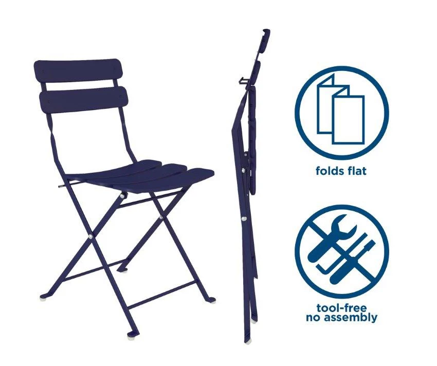 COSCO Outdoor Living Navy 3-Piece Folding Patio Seating Set 4 COSCO Outdoor Living Navy 3-Piece Folding Patio Seating Set - Image 4