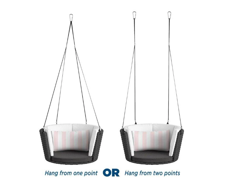 Sally Black Wicker Hanging Patio Swing 3 Sally Black Wicker Hanging Patio Swing - Image 3