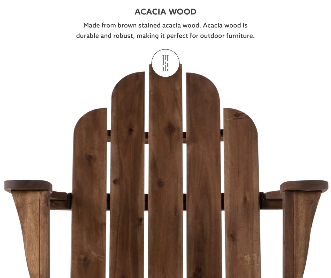 Flint Acorn Wood Patio Adirondack Rocking Chair 6 Flint Acorn Wood Patio Adirondack Rocking Chair - Image 6