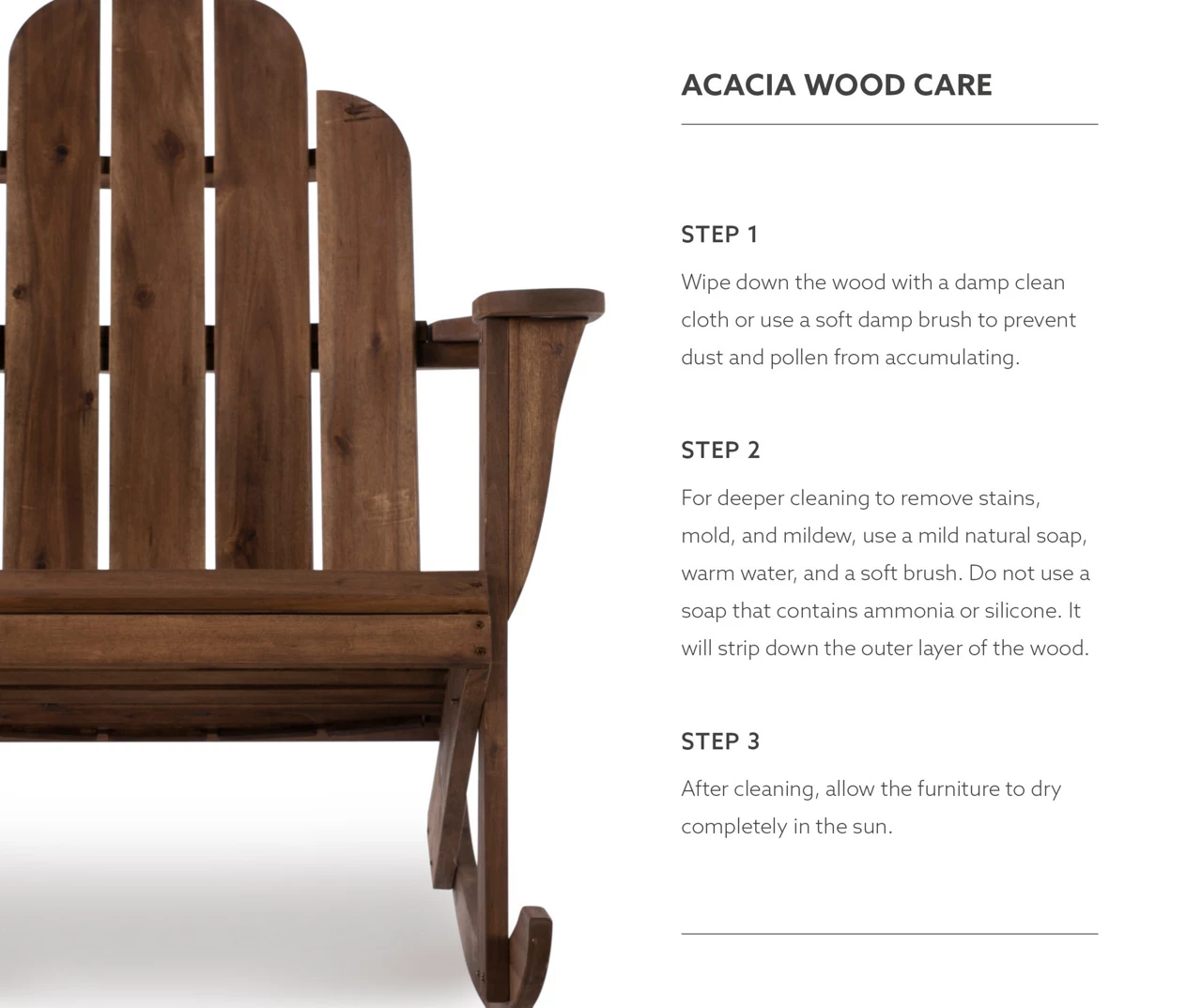 Flint Acorn Wood Patio Adirondack Rocking Chair 7 Flint Acorn Wood Patio Adirondack Rocking Chair - Image 7