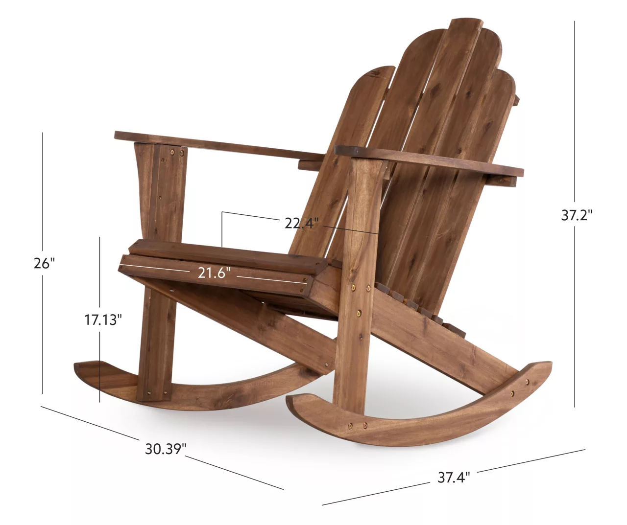 Flint Acorn Wood Patio Adirondack Rocking Chair 12 Flint Acorn Wood Patio Adirondack Rocking Chair - Image 12