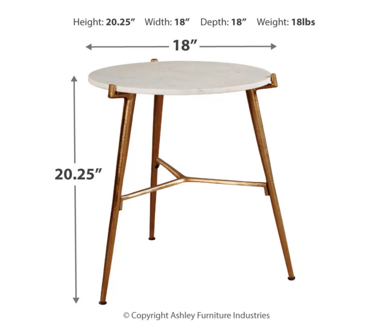 Chadton Round White Marble & Gold Metal Accent Table 4 Chadton Round White Marble & Gold Metal Accent Table - Image 4