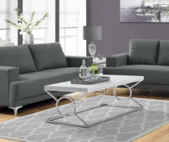 Glossy White & Chrome Metal Coffee Table 6 Glossy White & Chrome Metal Coffee Table -Northlight Outlet Home Store 810542469 1