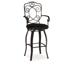 Nate Bronze Faux Leather Upholstered Crested Back Bar Stool