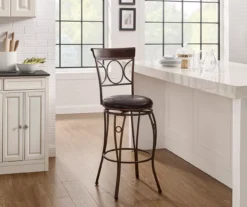 Memphis Black Metal & Brown Faux Leather Circle Back Bar Stool -Northlight Outlet Home Store 810543052 A0 9