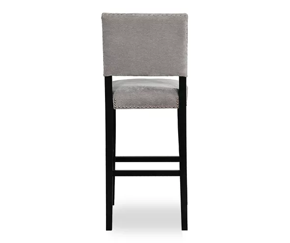 Marianna Dark Gray Washed Upholstered Velvet Bar Stool 3 Marianna Dark Gray Washed Upholstered Velvet Bar Stool - Image 3