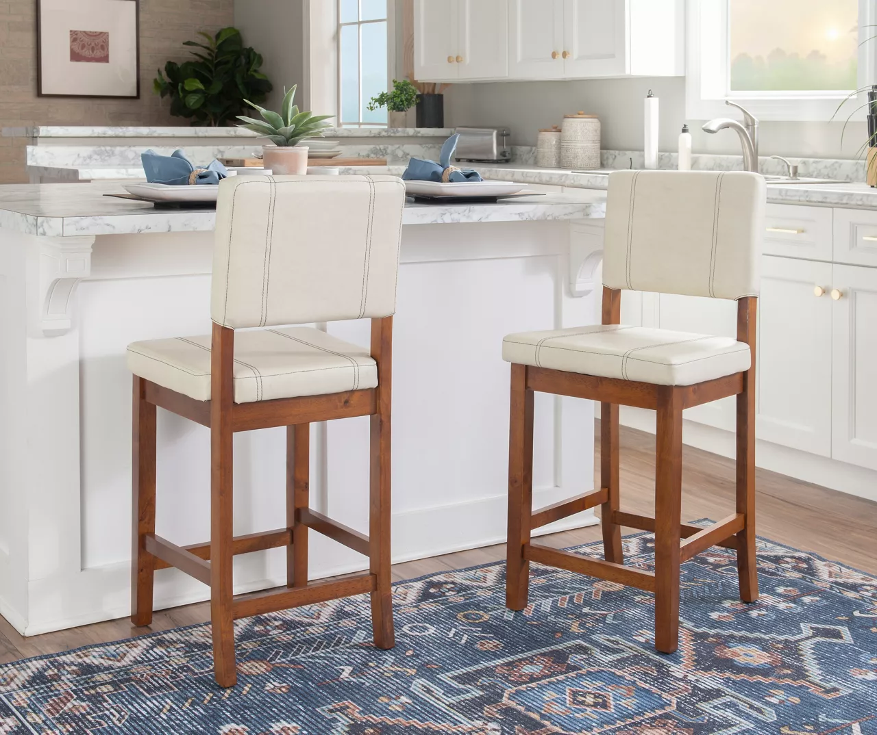 Jackson Cream Upholstered Wood Counter Stool 3 Jackson Cream Upholstered Wood Counter Stool - Image 3
