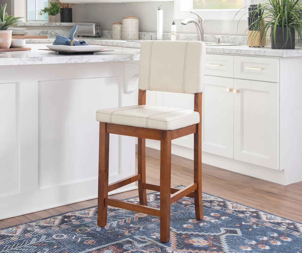 Jackson Cream Upholstered Wood Counter Stool 2 Jackson Cream Upholstered Wood Counter Stool - Image 2