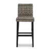 Liz Black & White Upholstered Ikat Pattern Driftwood Bar Stool