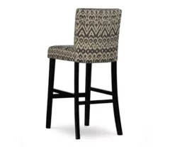 Liz Black & White Upholstered Ikat Pattern Driftwood Bar Stool -Northlight Outlet Home Store 810543084 4