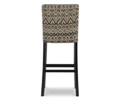 Liz Black & White Upholstered Ikat Pattern Driftwood Bar Stool -Northlight Outlet Home Store 810543084 5