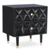 Urban Fresh Black & Gold 2-Drawer Textured Geometric Nightstand