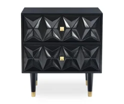 Urban Fresh Black & Gold 2-Drawer Textured Geometric Nightstand -Northlight Outlet Home Store 810543105 3