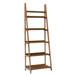 Presley Walnut 5-Shelf Ladder Bookcase
