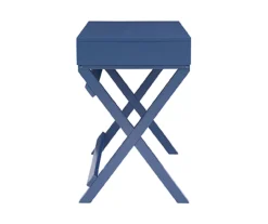 Kari Navy Blue 2-Drawer Campaign Desk 6 Kari Navy Blue 2-Drawer Campaign Desk -Northlight Outlet Home Store 810543186 4