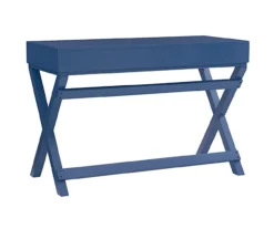 Kari Navy Blue 2-Drawer Campaign Desk 7 Kari Navy Blue 2-Drawer Campaign Desk -Northlight Outlet Home Store 810543186 5