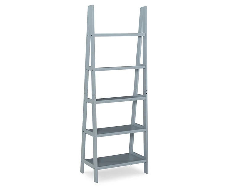 Boston Gray 5-Shelf Wooden Ladder Bookcase 4 Boston Gray 5-Shelf Wooden Ladder Bookcase - Image 4