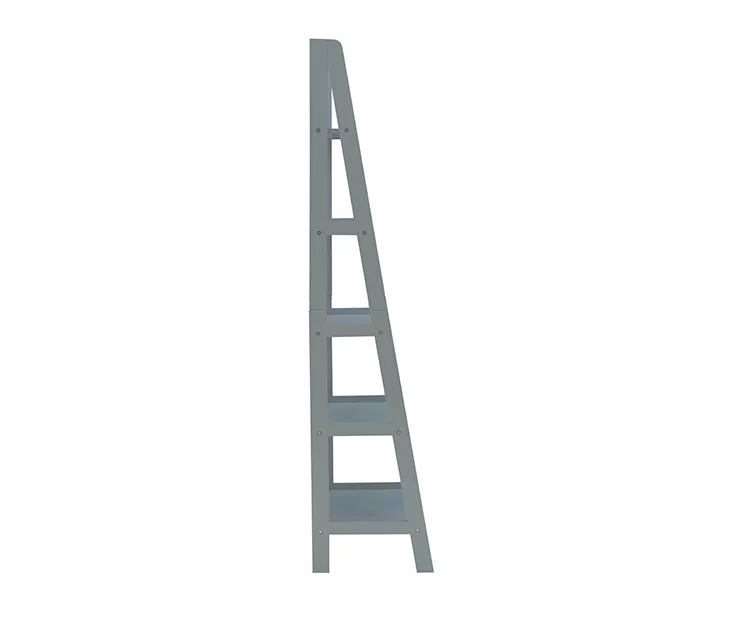 Boston Gray 5-Shelf Wooden Ladder Bookcase 5 Boston Gray 5-Shelf Wooden Ladder Bookcase - Image 5