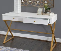 Glam White & Gold 2-Drawer Campaign Desk -Northlight Outlet Home Store 810543228 A0 10