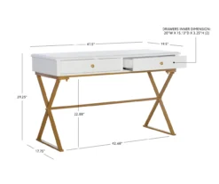Glam White & Gold 2-Drawer Campaign Desk -Northlight Outlet Home Store 810543228 D8 12