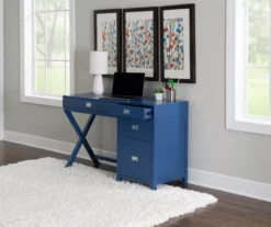 Kari Royal Blue 4-Drawer Office Desk 13 Kari Royal Blue 4-Drawer Office Desk -Northlight Outlet Home Store 810543245 A0 7