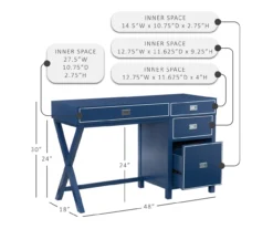 Kari Royal Blue 4-Drawer Office Desk 21 Kari Royal Blue 4-Drawer Office Desk -Northlight Outlet Home Store 810543245 D8 12