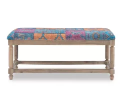 Moroccan Tapestry Upholstered Rustic Driftwood Bench 15 Moroccan Tapestry Upholstered Rustic Driftwood Bench -Northlight Outlet Home Store 810543273 5